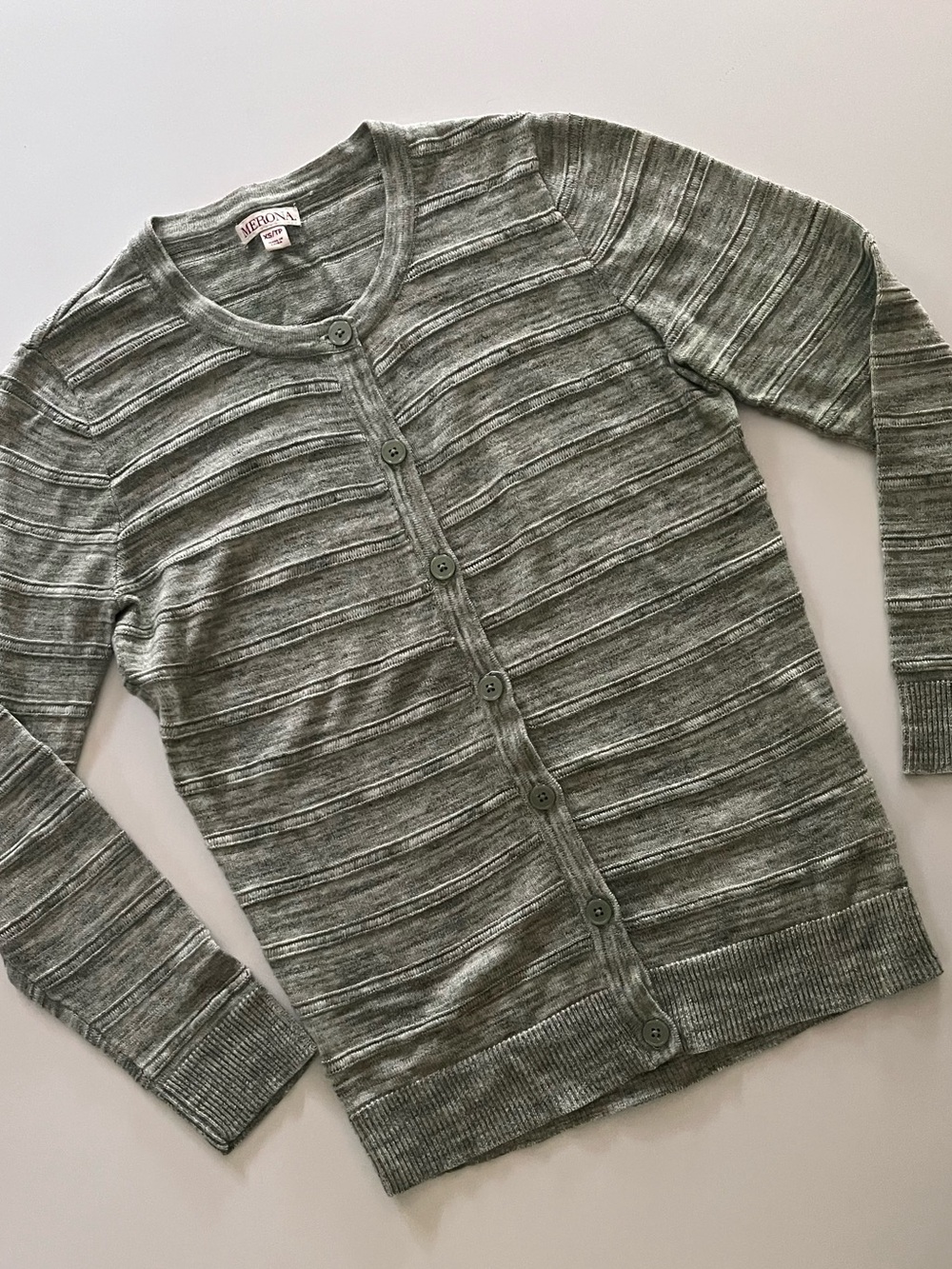 Merona Light Gray Striped Cardigan, 100% Cotton, Size XS, Like New